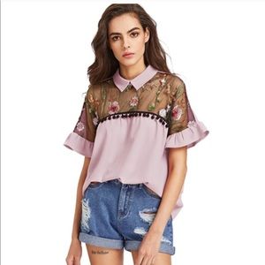 Lilac Floral Blouse : BEAUTIFUL and hand sewing